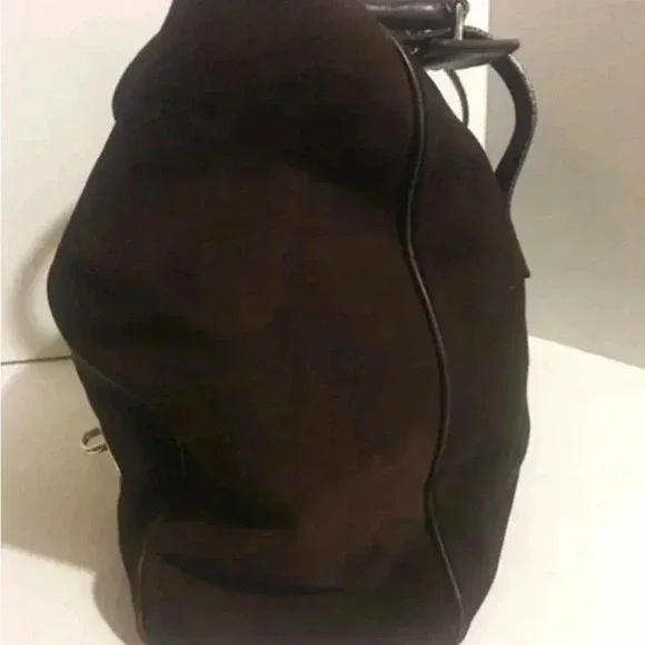 Jane August Unsex chocolate suede hobo shoulder handbag